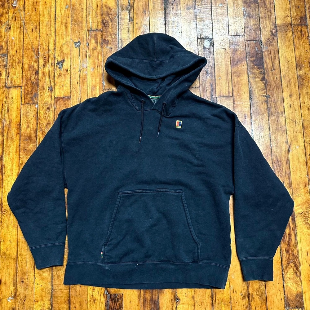 Nike Hoodie Men's Large Black Solid Fleece Long‎ Sleeve Kangaroo Pocket Pullover